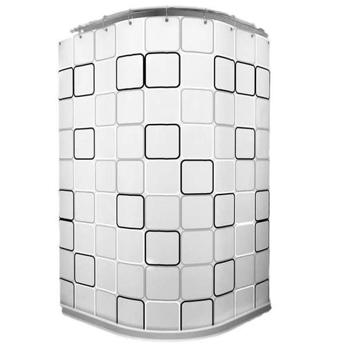 磁性浴帘套装免打孔弧形浴帘杆卫生间淋浴房浴室隔断帘加厚防水布 - 图3