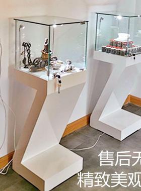 产品创意字母木质Z型烤漆珠宝玻璃饰品展览展会展示柜陈列柜展台