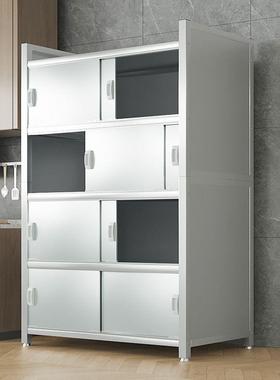 不锈钢置物架多层落地厨房锅碗柜微波炉收纳柜封闭多层蔬菜餐边柜