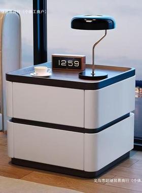 简约意式轻奢实木床头柜智能收纳设计家用高级带密码锁床边柜