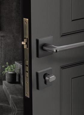 铜门锁静音分体室内锁卧室简约门把手家用木门装修执手锁多色