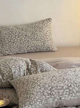 2024全棉豹纹色织空气感大提花四件套日式复古肌理感水洗棉床笠