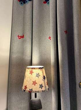 儿童房窗帘男孩遮光北欧简约飘窗卡通成品一套网红拼接小短帘卧室