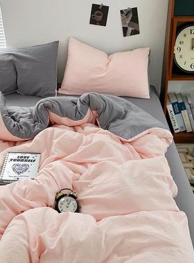 a类母婴级可裸睡超柔水洗磨毛床单四件套床笠被套学生宿舍三件套4