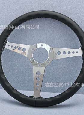 汽车改装方向盘14寸电镀圆孔方向盘赛车快拆方向盘通用真皮