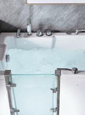 老人步入式亚克力浴缸开门缸方形坐式浴缸侧开门气泡按摩浴缸