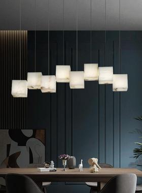 云石全铜吊灯现代新中式设计师个性创意茶室长方形书房餐厅吧台灯