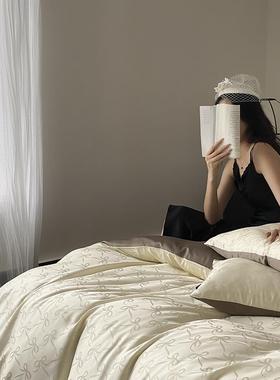 法式A类全棉贡缎大提花四件套100支长绒棉床单被套纯棉小清新套件