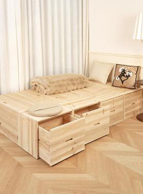 实木榻榻米木箱储物箱拼床长方形可坐收纳箱加宽