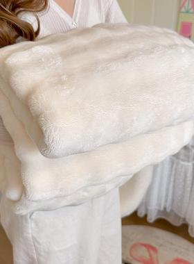 秋冬兔毛绒毛毯冬季加厚保暖珊瑚绒毯子办公室沙发毯被床上用