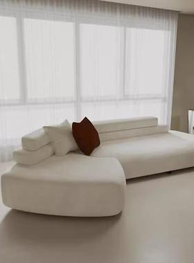 意式客厅现代设计师款弧形布艺沙发奶油风组合异形斜转角大小户型