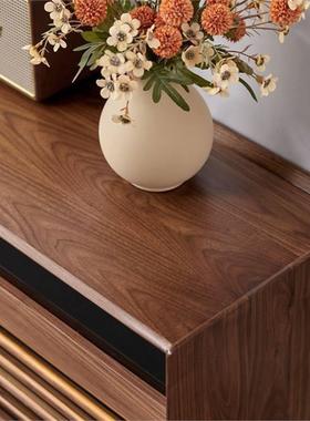 北美黑胡桃简约现代客厅储物柜条形格视听柜樱桃木电视柜