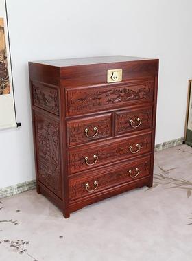 香樟木斗柜樟木箱子柜子榫卯结构储物柜实木家具防蛀中式雕花复古