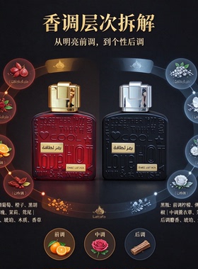 Ramz Lattafa双款香水合集红金甜蜜黑银沉稳中东持久浓香水礼盒装