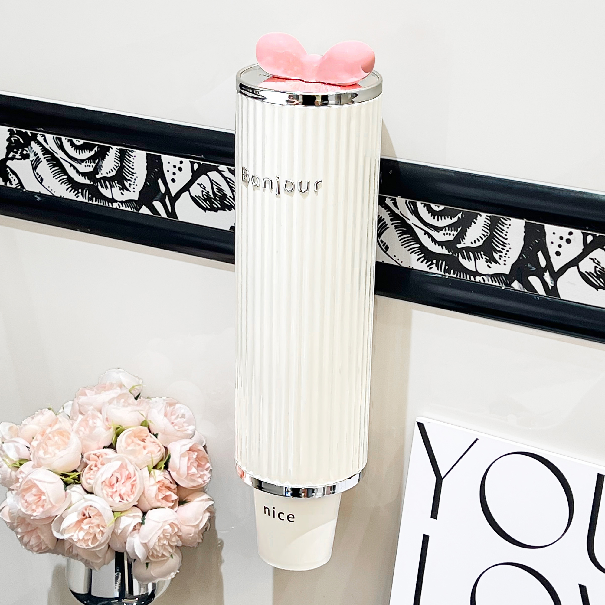 一次性杯子取杯器水杯纸杯架放杯子防尘收纳置物架神器自动壁挂式 - 图1