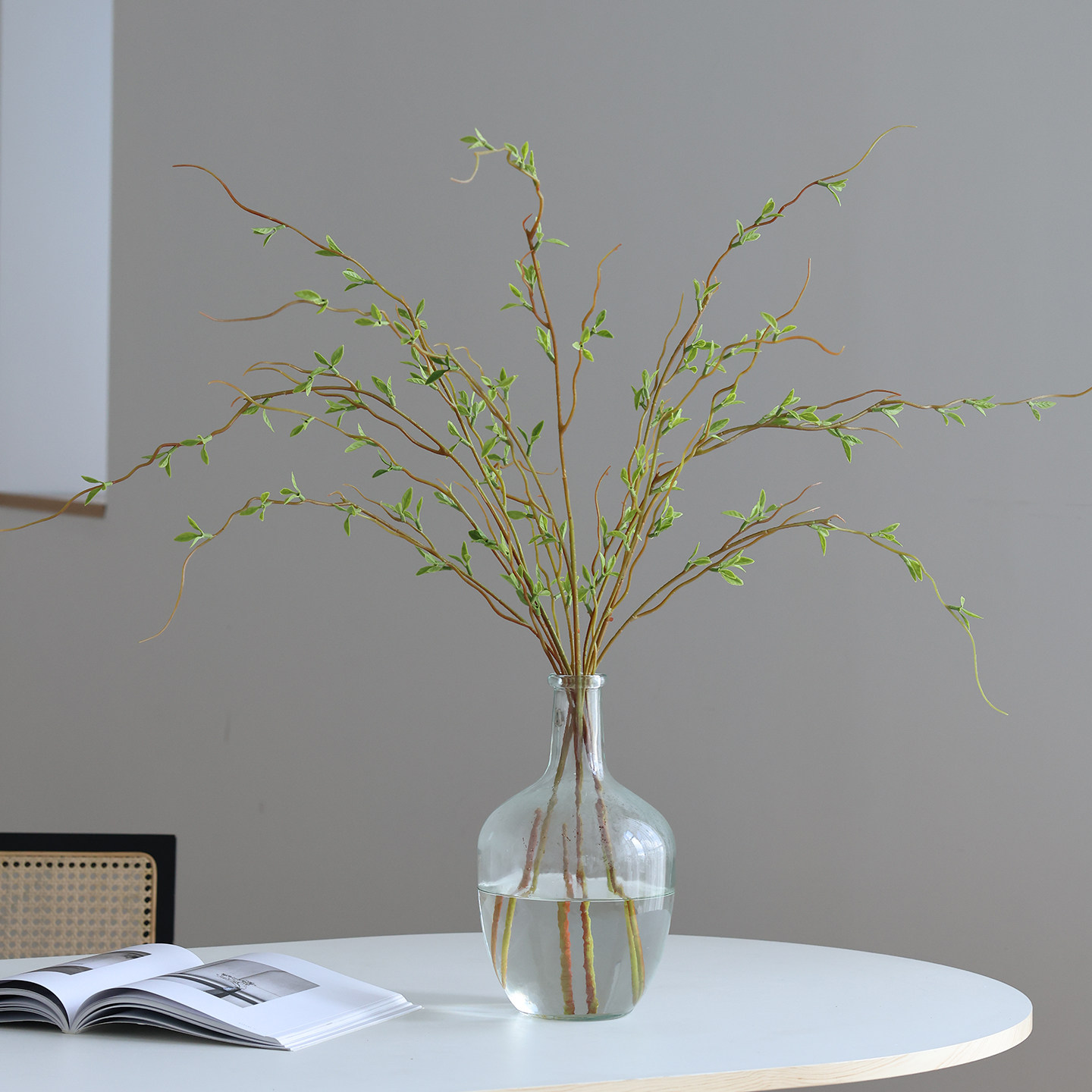 森系仿真嫩芽柳树枝绿植植物摆件客厅餐桌壁柜电视柜插花摆件装饰,淘宝优惠券,粉丝福利购,淘宝优惠卷