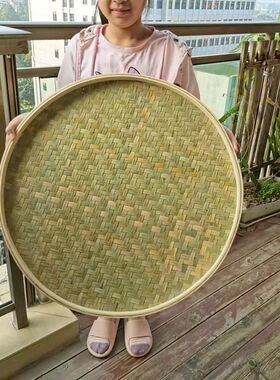 全竹青簸箕家用青竹竹筛子圆形老款晒干货头层竹青手工编织