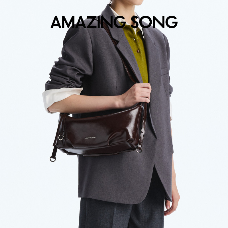 Amazing Song乙颂甜甜圈牛角包新款头层麂皮包手提包单肩斜挎包女,淘宝优惠券,粉丝福利购,淘宝优惠卷