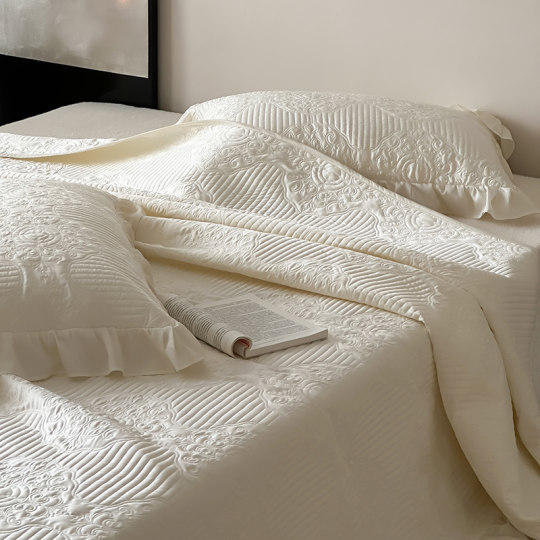 高级感60支LF兰精天丝床盖三件套大尺寸夏季凉感冰丝夹棉绗缝床单