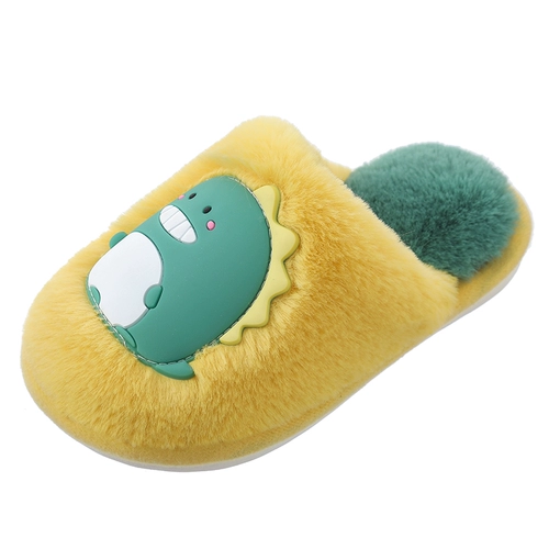 Детские тапочки, нескользящие коньки, удерживающая тепло обувь, мультяшный милый детский динозавр, увеличенная толщина