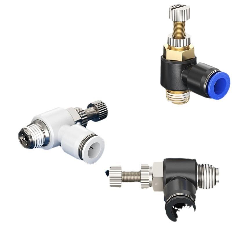 气动调速阀节流阀气动可调气阀开关节气阀SL4-M3/M5/M8气缸调节阀 - 图0