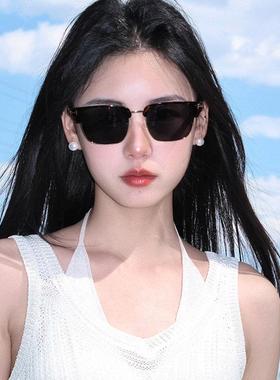 2025新款覆古半框式太阳眼镜户外玳瑁框开车遮光防晒抗UV太阳眼镜