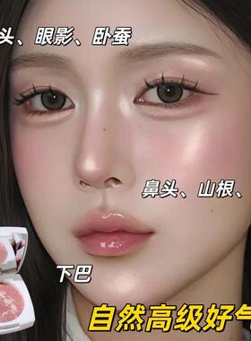 微醺纯欲感拿捏！五花肉腮红盘韩系嫩妹氛围感灰粉提亮珠光新手女