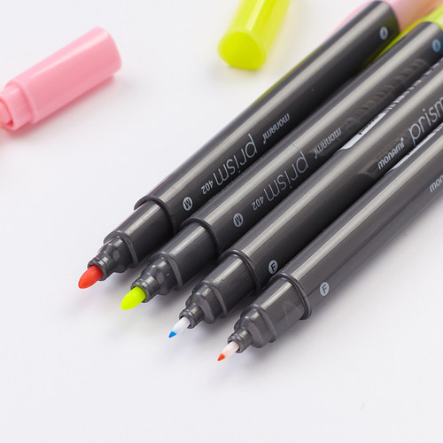 慕那美旗舰店 韩国慕那美monami进口双头粗细水性中性笔学习办公阅读荧光色划线涂色勾线思维导图Prism 402 - 图2