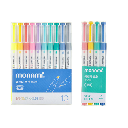 慕那美旗舰店 韩国monami进口双头荧光笔记号笔学生用大容量手账划重点标记彩色笔小清新16色荧光笔06023 - 图3