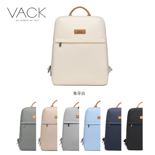 VACK简约时尚商务电脑背包女双肩包14寸13.3适用小米华为苹果轻薄笔记本包16.1牛津布15.6英寸防水男书包 - 图0