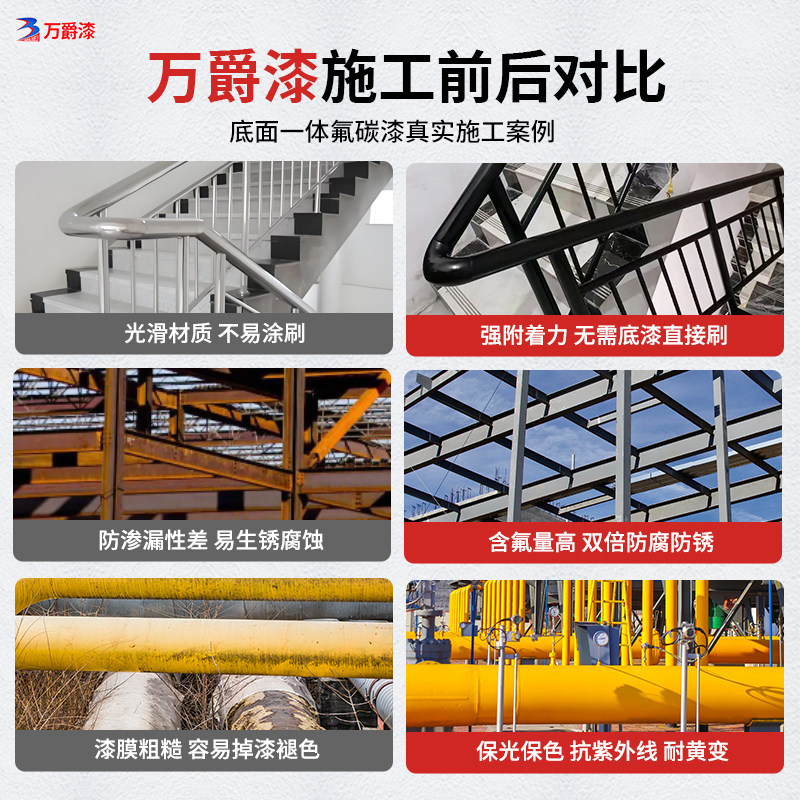 氟碳漆不锈钢镀锌管铝合金户外栏杆底面合一专用金属防腐防锈油漆,淘宝优惠券,粉丝福利购,淘宝优惠卷