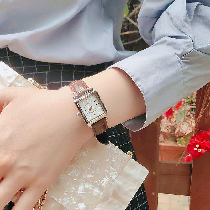 casio手表学生皮带休闲女女小方块 百川通成手表日韩腕表