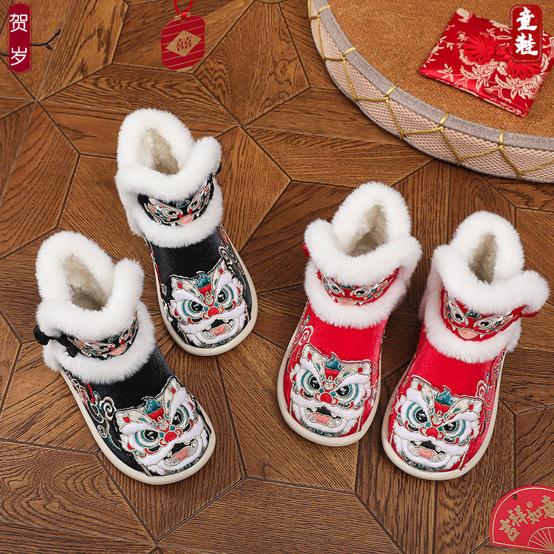 虎头鞋女童冬季2025新款雪地靴手工宝宝古风棉鞋儿童汉服鞋绣花鞋,淘宝优惠券,粉丝福利购,淘宝优惠卷