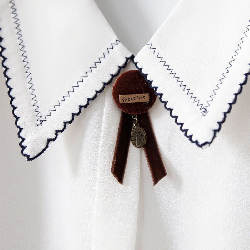 海军领白色女设计感小众外穿衬衫 人彩衣村衬衫