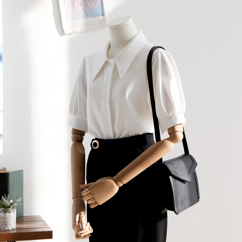 人彩衣村面试正装白色长袖女衬衫 人彩衣村衬衫