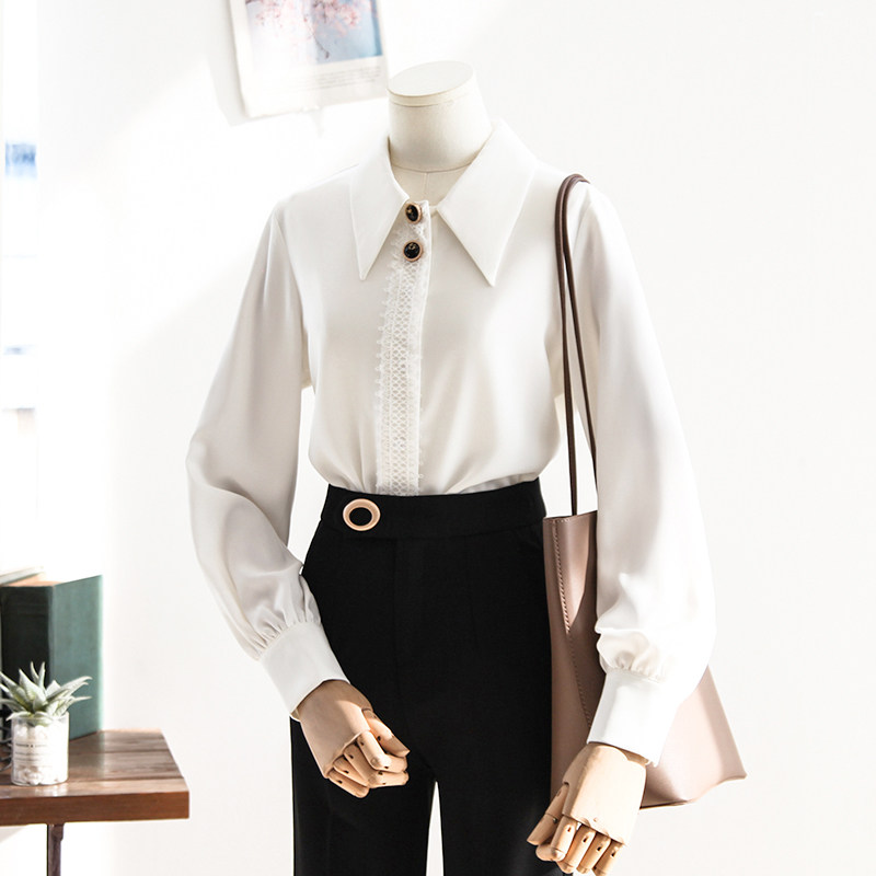 人彩衣村职业正装气质白色女衬衫 人彩衣村衬衫