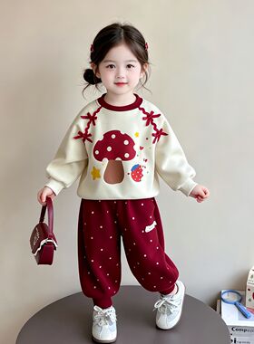 女童春秋款蘑菇套装2026