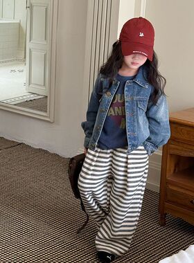 女童秋装宽松复古磨白做