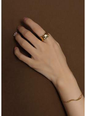 时光手工戒指设计感钛钢瑞丽商务