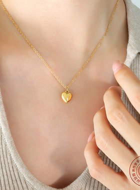 简约小清新迷你小桃心钛钢锁骨项
