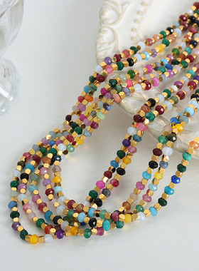 彩色碧玺天然石串珠设计感叠戴风