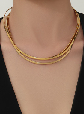 夸张V形圆环几何开口光面颈圈欧