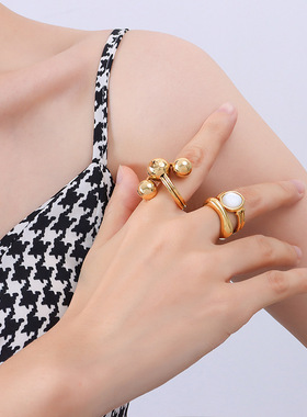 2021年抖音夸张简约几何五角星图形戒指欧美风手饰品嘻哈百搭饰品