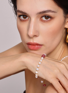 摩天轮天然淡水珍珠OT扣手链女跨