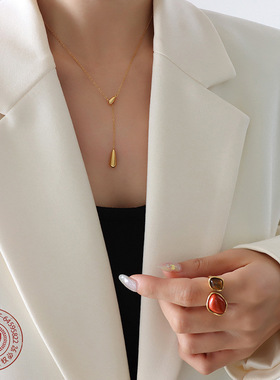 欧美个性潮流水滴吊坠可滑动流苏