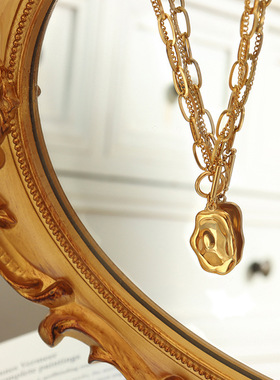 复古不掉色ins冷淡风双层OT扣吊