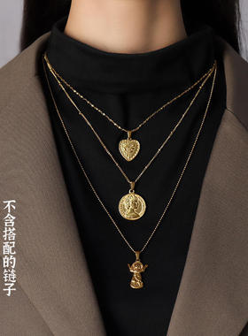 欧美ins风多样几何项链吊坠配饰 钛钢镀18K金个性潮流时尚小挂件