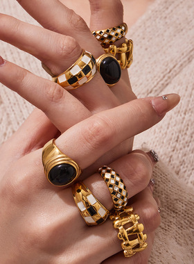 欧美轻奢风百搭款小众设计格纹滴