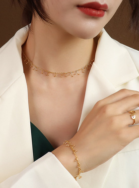 甜美风打造小珠子钛钢18k金项链