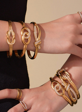 摩天轮欧美交织打结手镯镶钻时尚